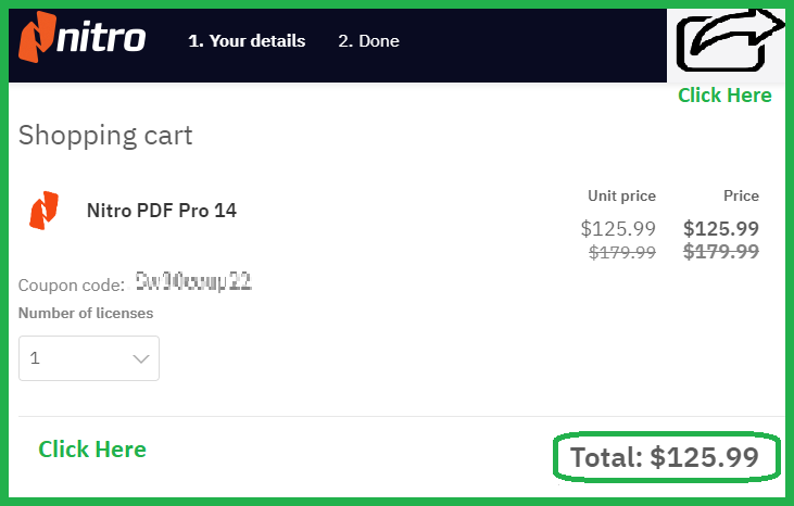 Nitro PDF coupon code proof it works below
